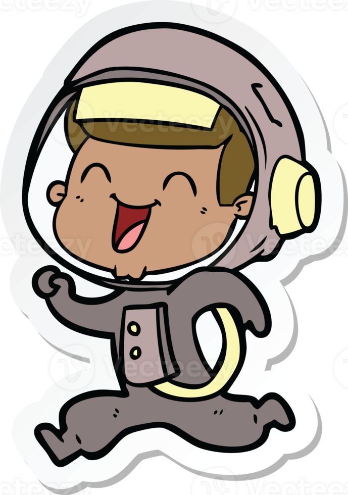 sticker of a happy cartoon astronaut png