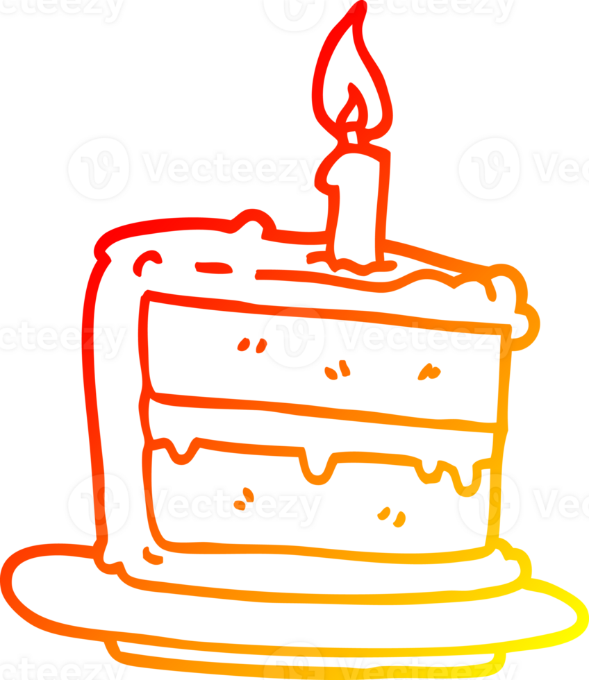 warm gradient line drawing of a cartoon birthday cake png
