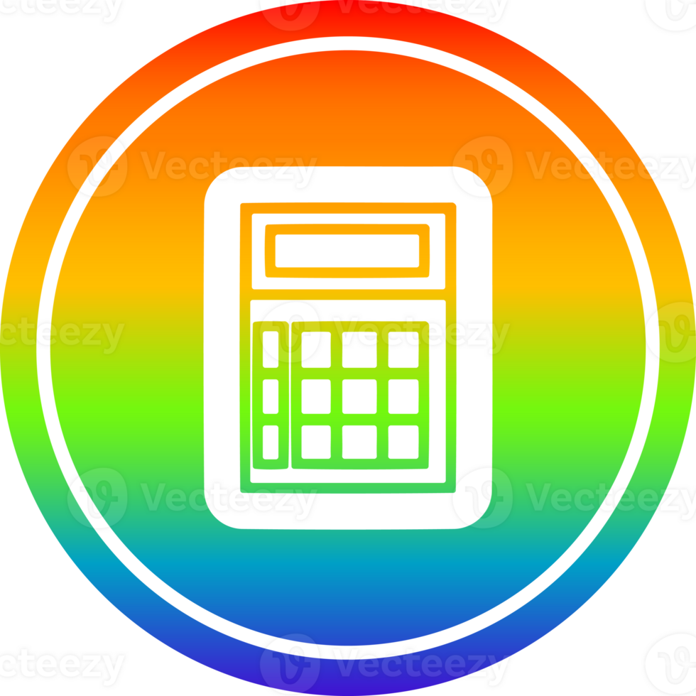 math calculator circular icon with rainbow gradient finish png