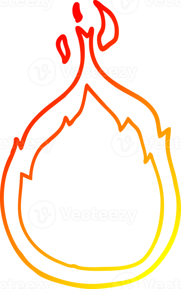 warm gradient line drawing of a cartoon flames png