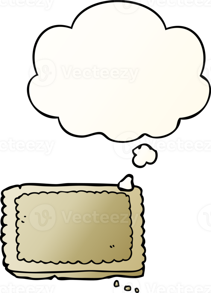 cartoon biscuit with thought bubble in smooth gradient style png