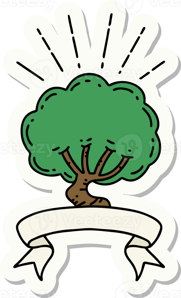 sticker of a tattoo style tree png
