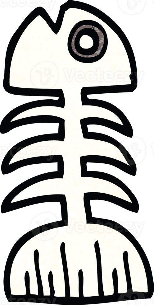 cartoon doodle fish bones png