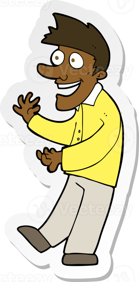 sticker of a cartoon excited man png