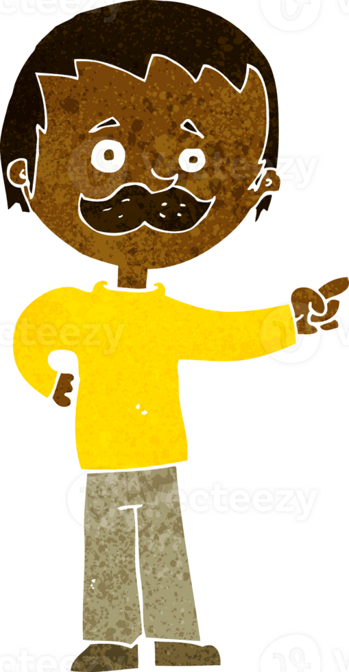 cartoon man with mustache pointing png