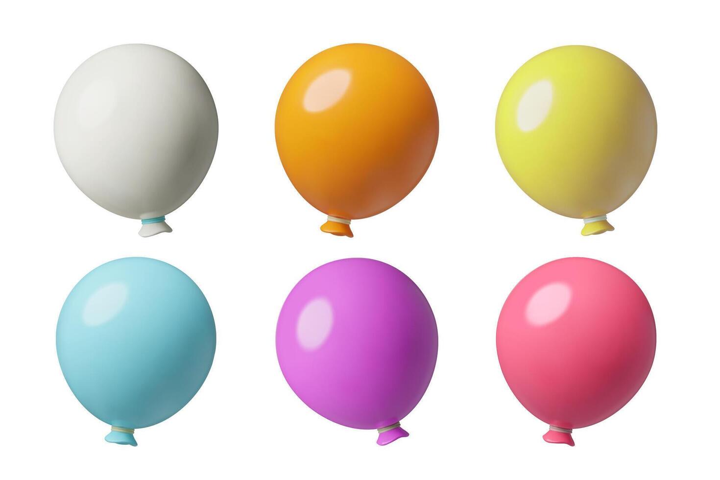 Party balloons 3d realistic illustration blue and white three dimensional holiday objects vector