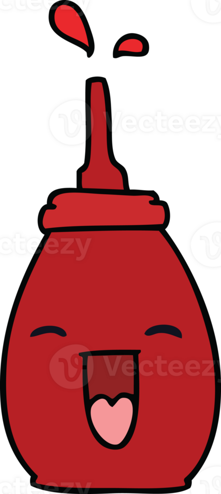 hand drawn quirky cartoon happy red sauce png