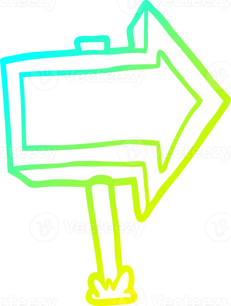 cold gradient line drawing of a cartoon pointing arrow sign png
