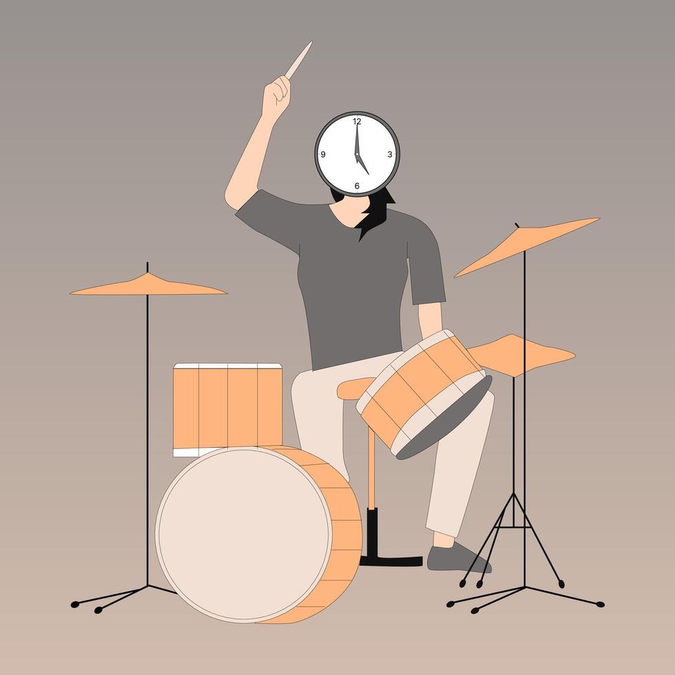 mujer tocando la bateria vector