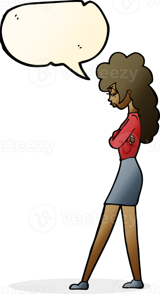 cartoon annoyed woman with speech bubble png