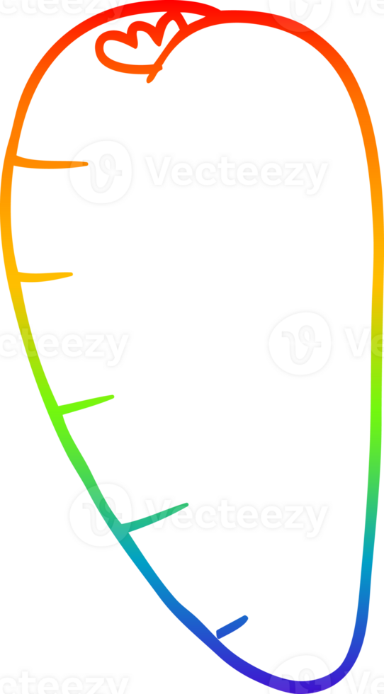 rainbow gradient line drawing of a cartoon root vegetable png