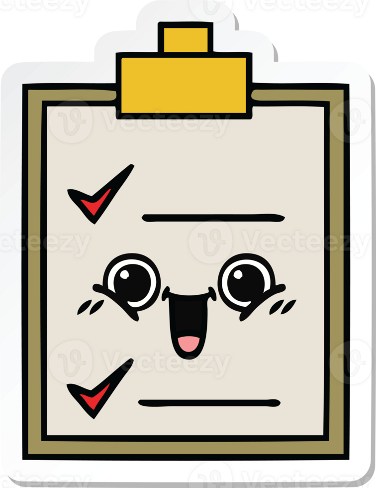 sticker of a cute cartoon check list png