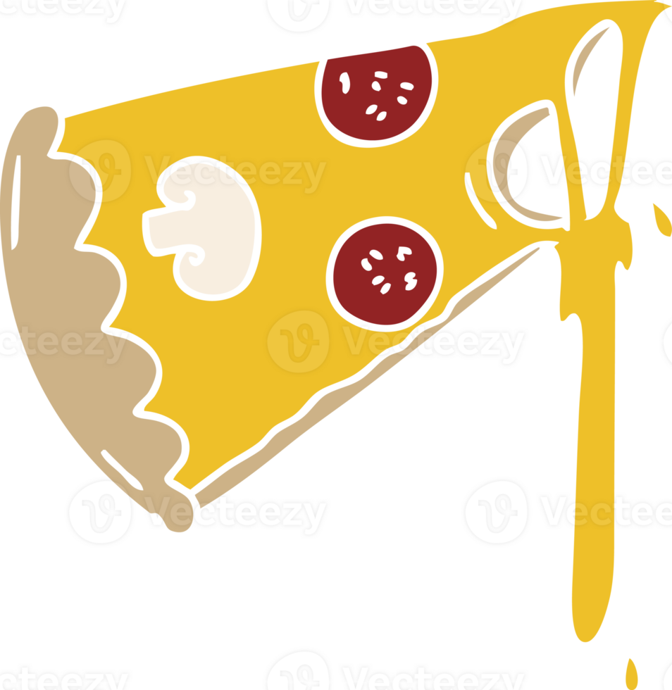 hand drawn quirky cartoon slice of pizza png
