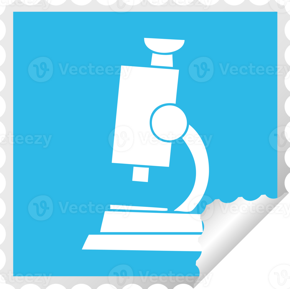 square peeling sticker cartoon of a science microscope png