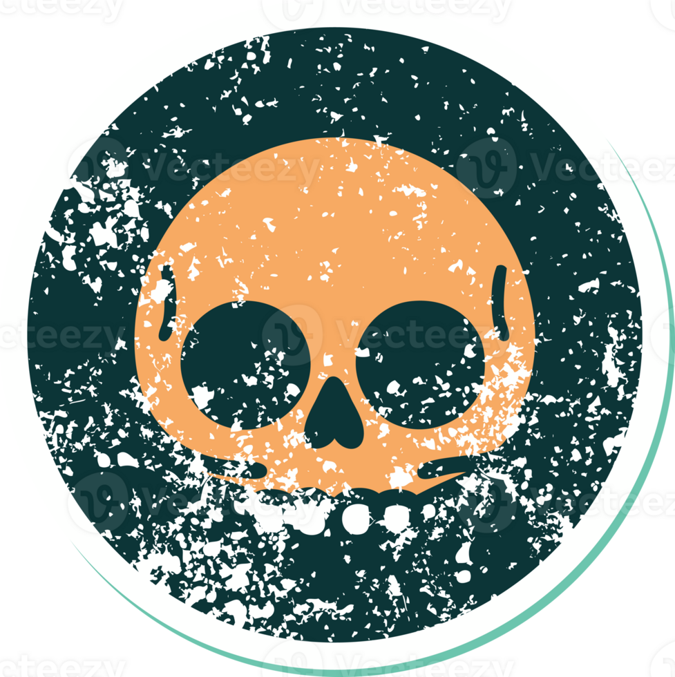 iconic distressed sticker tattoo style image of a skull png
