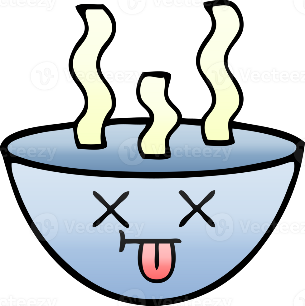 gradient shaded cartoon of a bowl of hot soup png