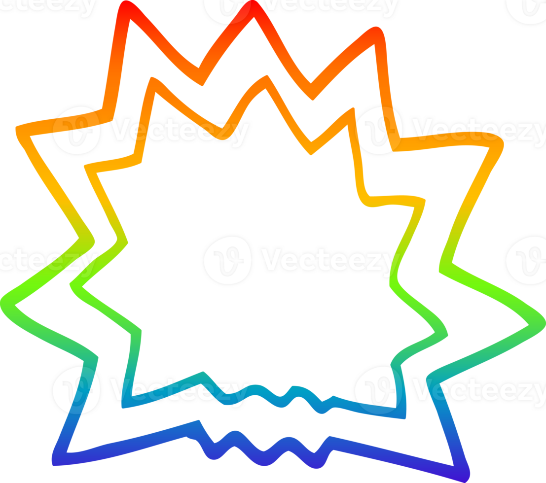 rainbow gradient line drawing of a cartoon explosion png