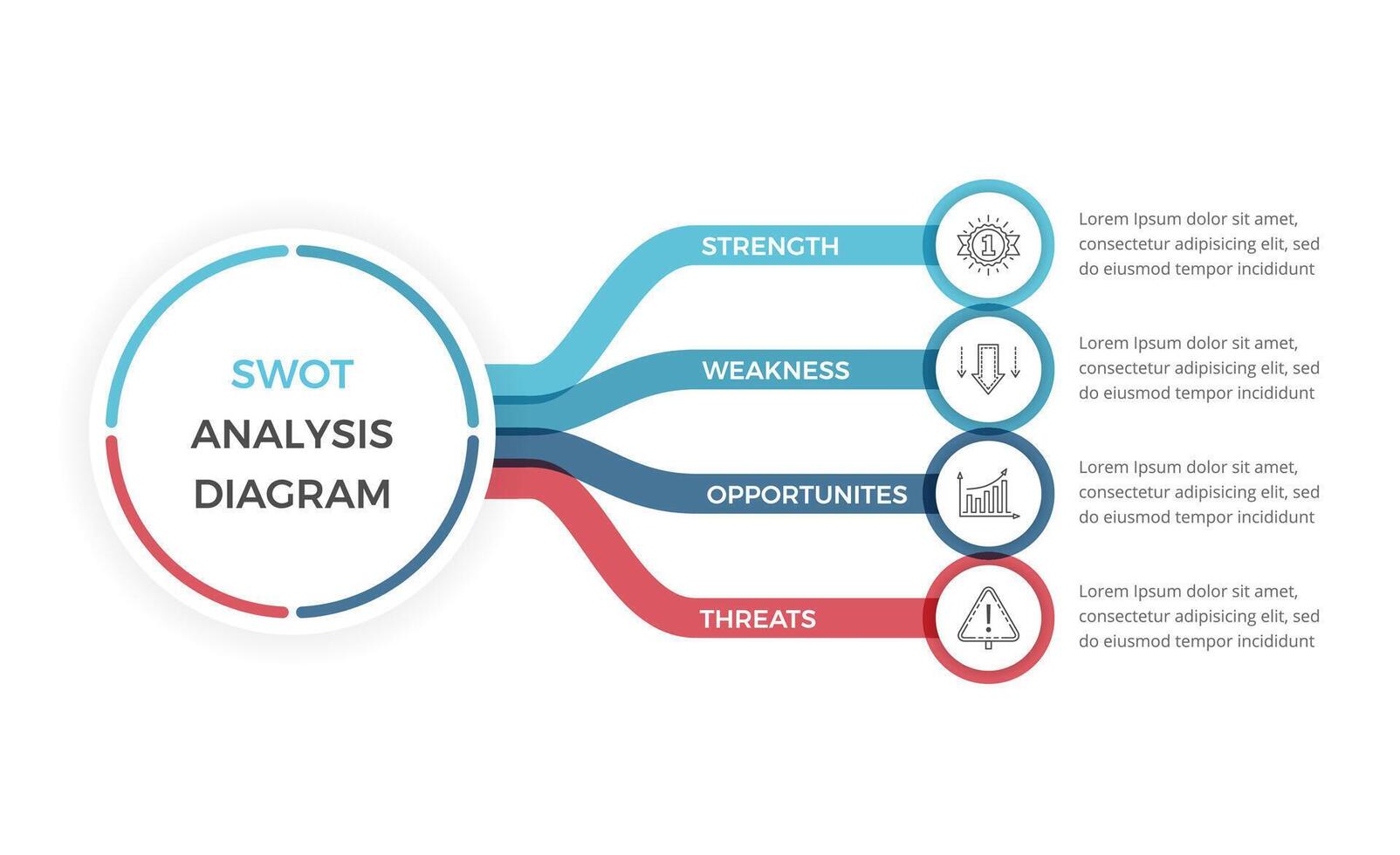 SWOT analysis diagram, infographic template vector