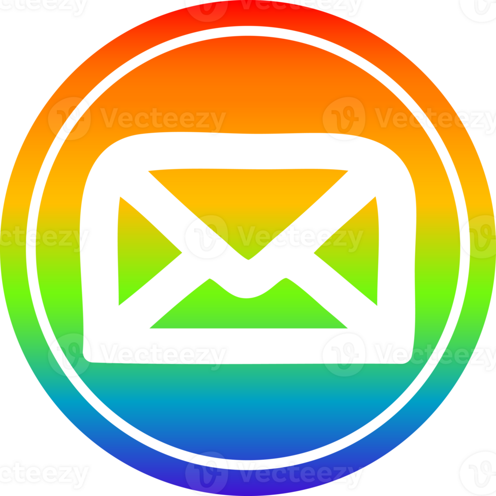 envelope letter circular icon with rainbow gradient finish png