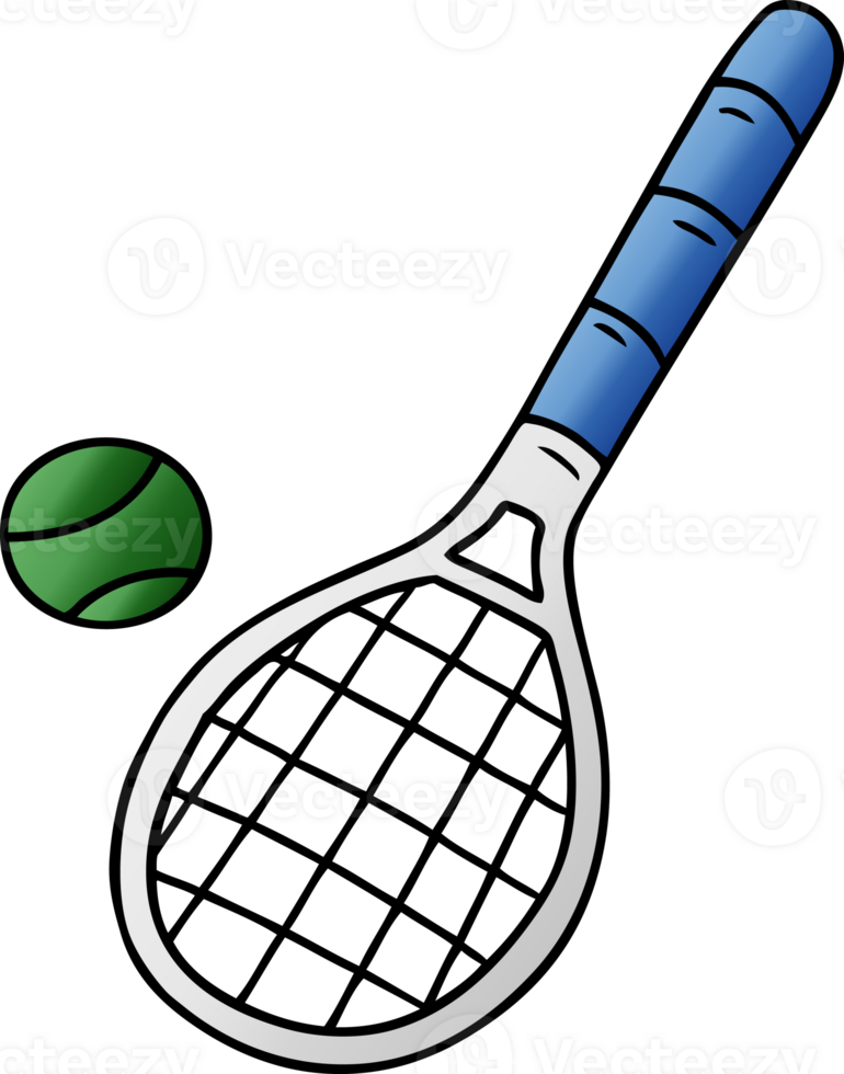 hand drawn gradient cartoon doodle tennis racket and ball png