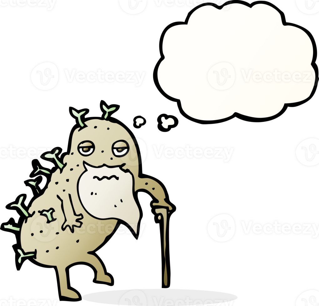 cartoon old potato with thought bubble png