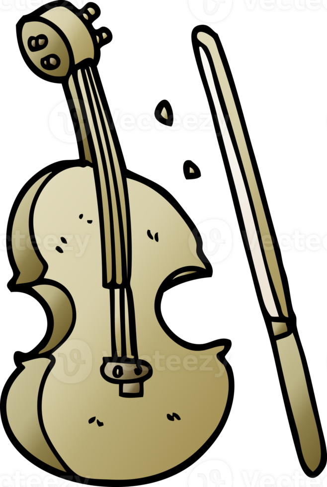 cartoon doodle violin and bow png