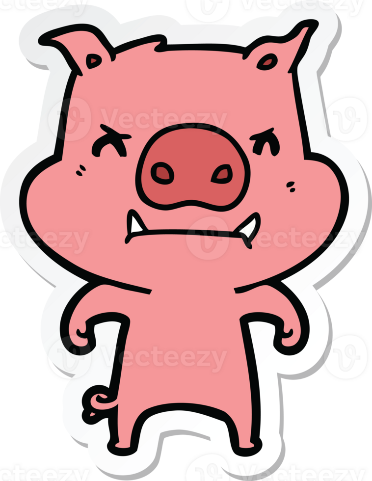 autocollant d'un cochon de dessin animé en colère png