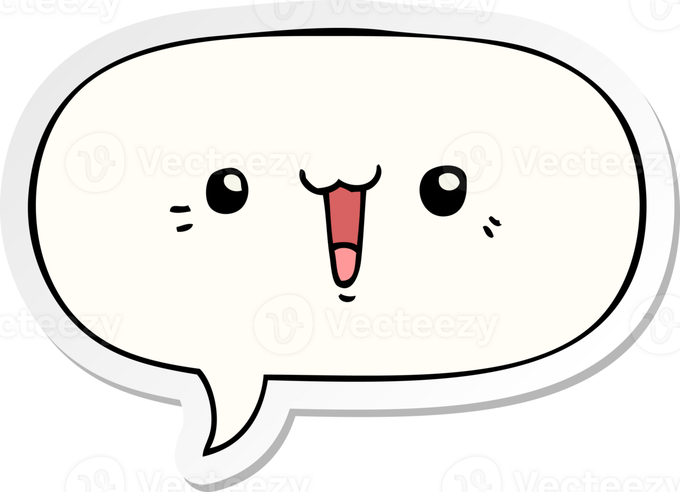 happy cartoon face with speech bubble sticker png