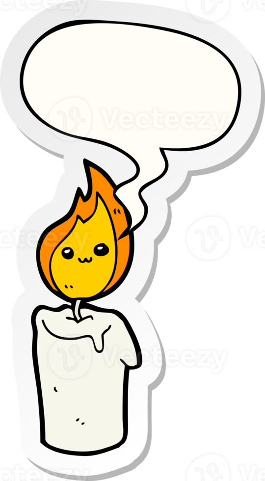 cartoon candle character with speech bubble sticker png
