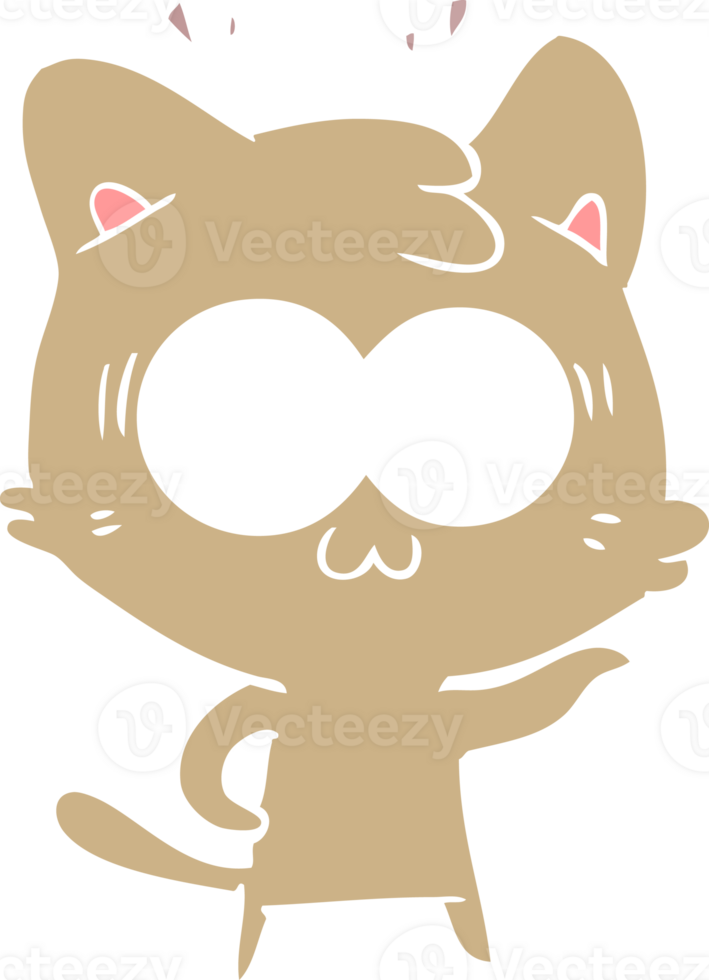 flat color style cartoon surprised cat png