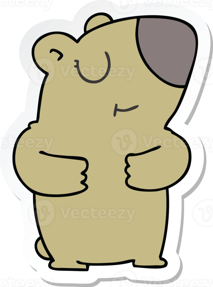 sticker of a quirky hand drawn cartoon bear png