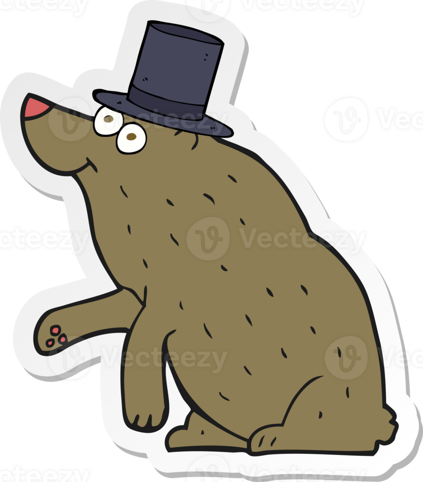 sticker of a cartoon bear in top hat png