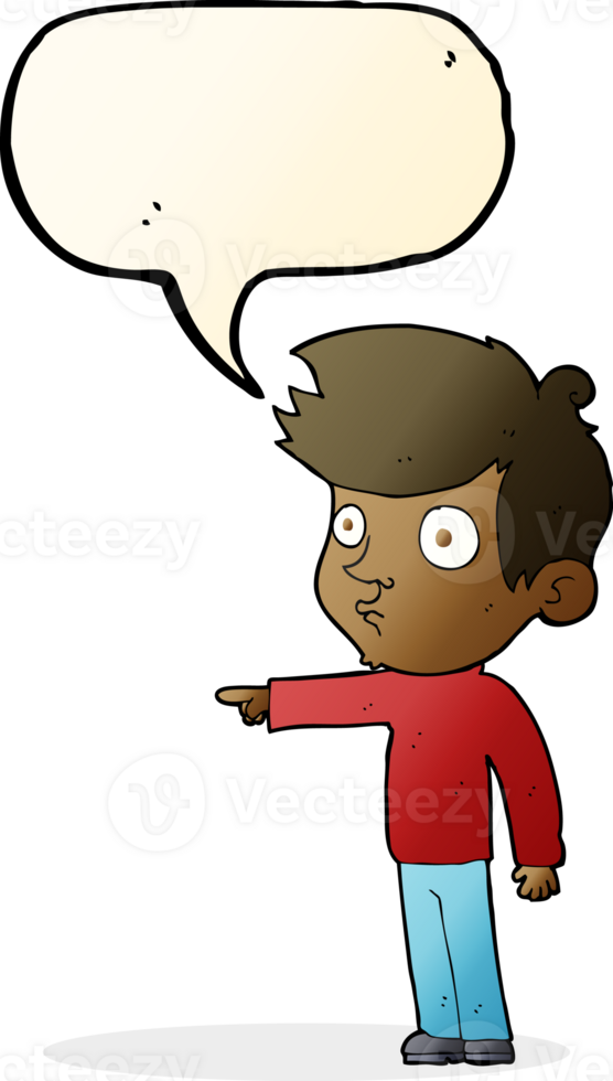 cartoon pointing boy with speech bubble png