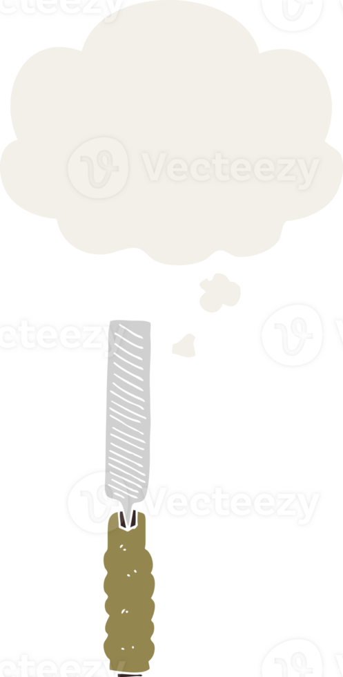cartoon metal file with thought bubble in retro style png