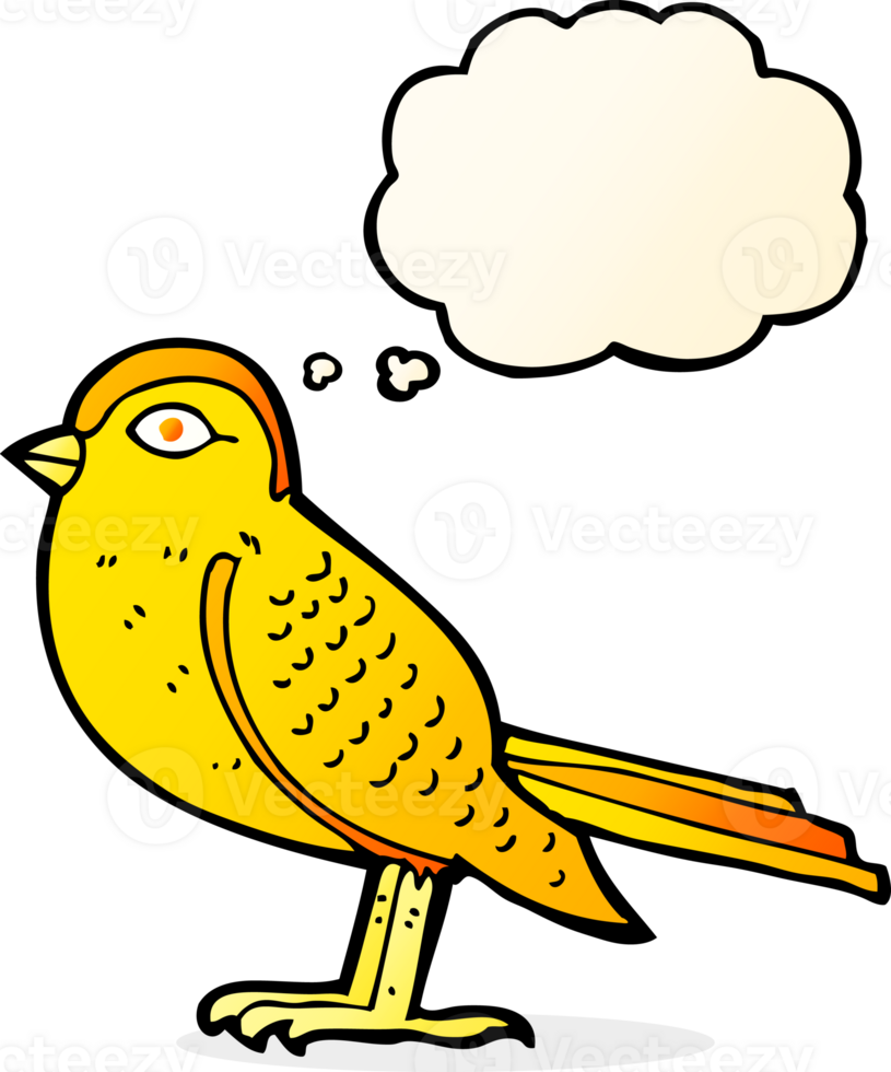 cartoon garden bird with thought bubble png