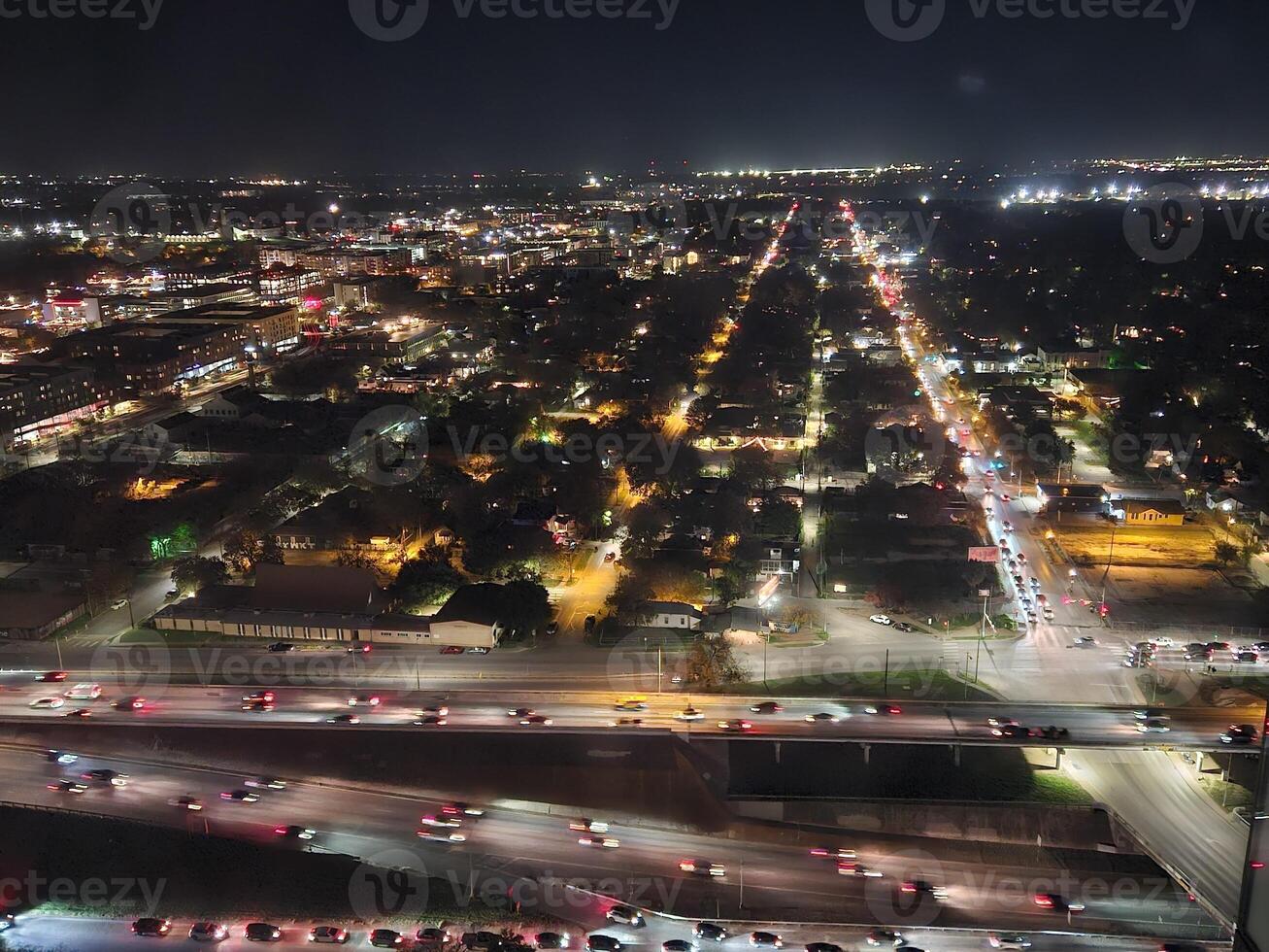 Top view from Austin Street lights taken from the window of a high floor hotel room photo