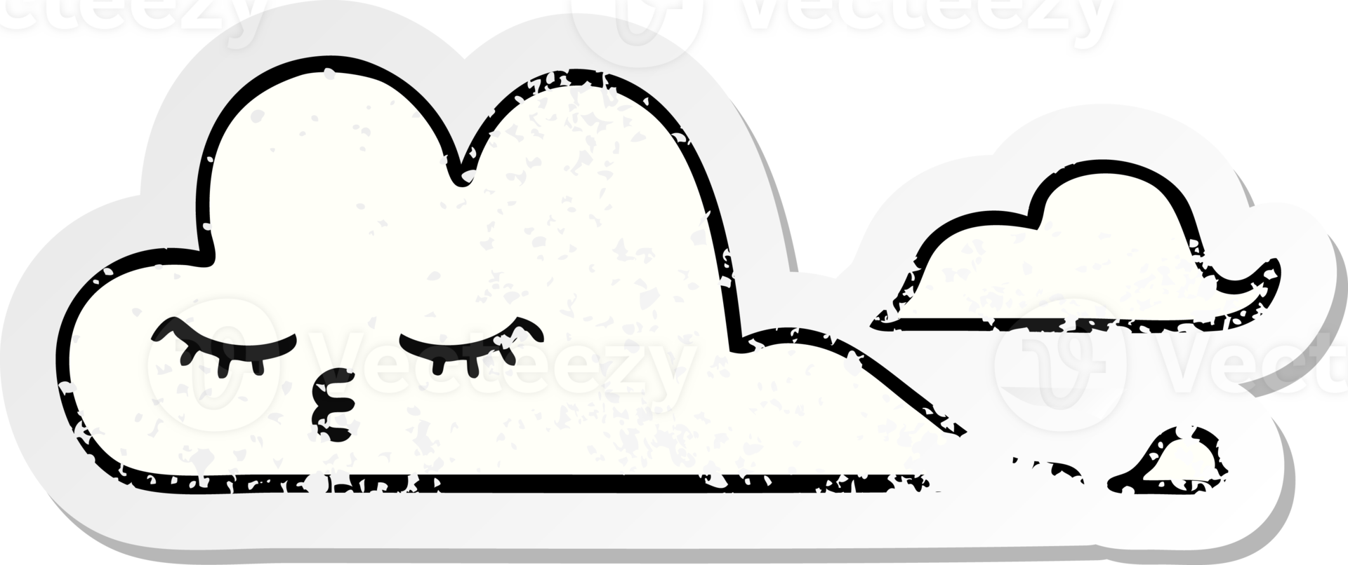 distressed sticker of a cute cartoon white cloud png