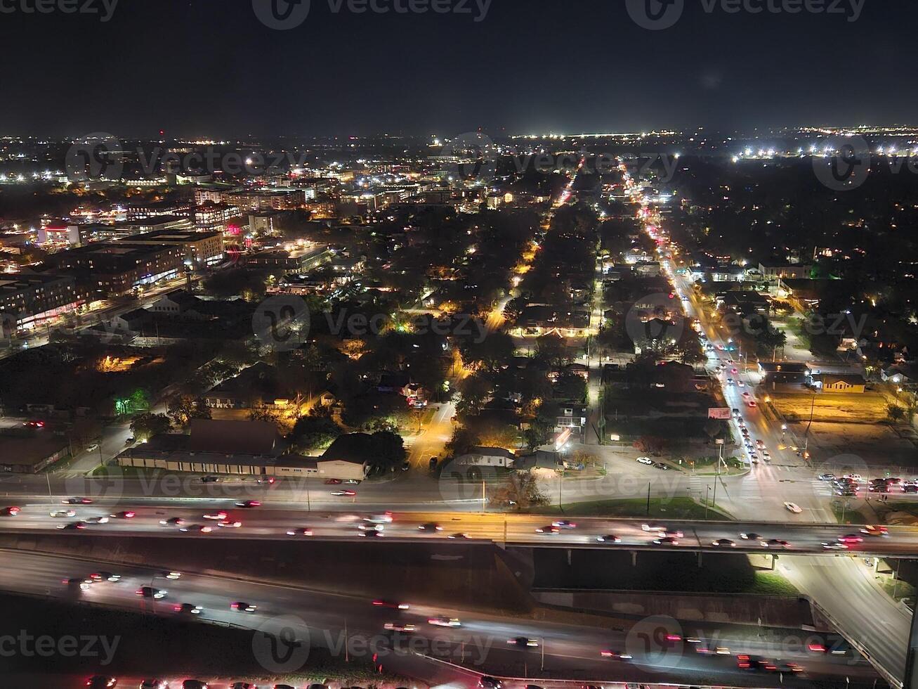 Top view from Austin Street lights taken from the window of a high floor hotel room photo