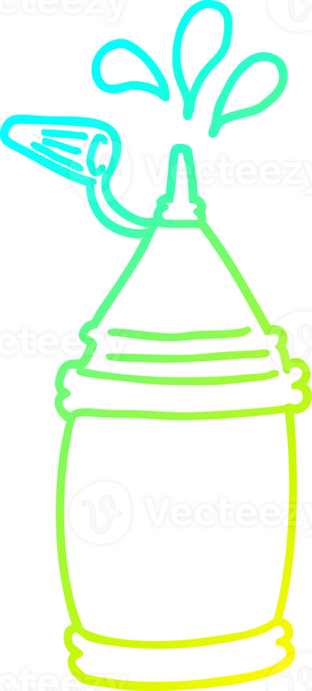 cold gradient line drawing of a cartoon ketchup bottle png