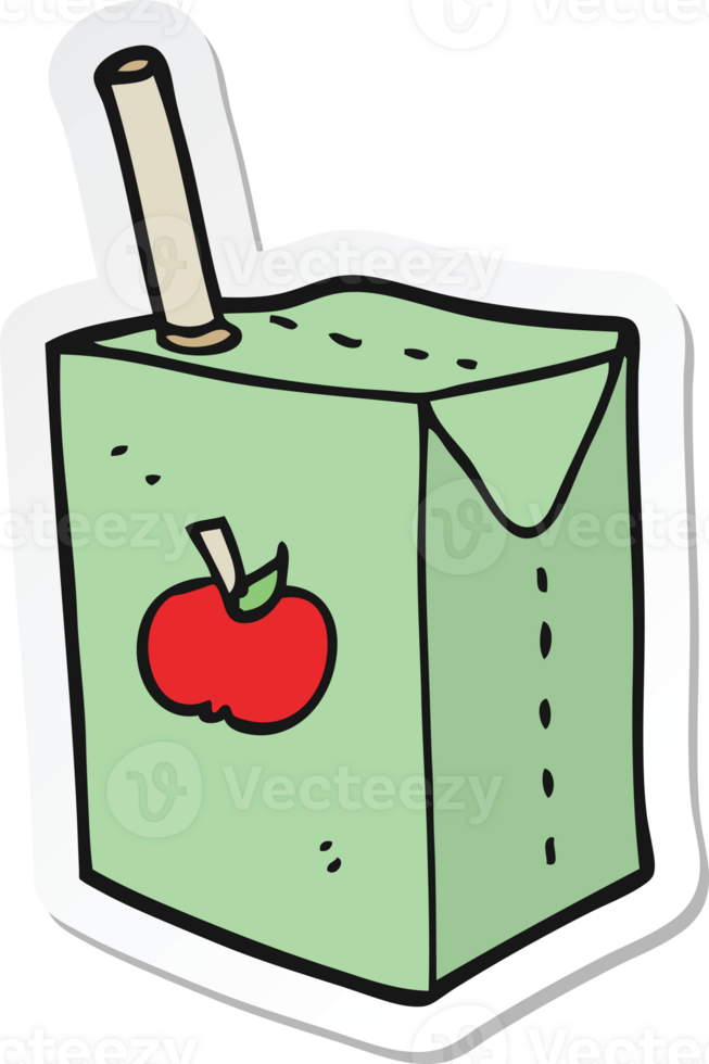 sticker of a cartoon apple juice box png