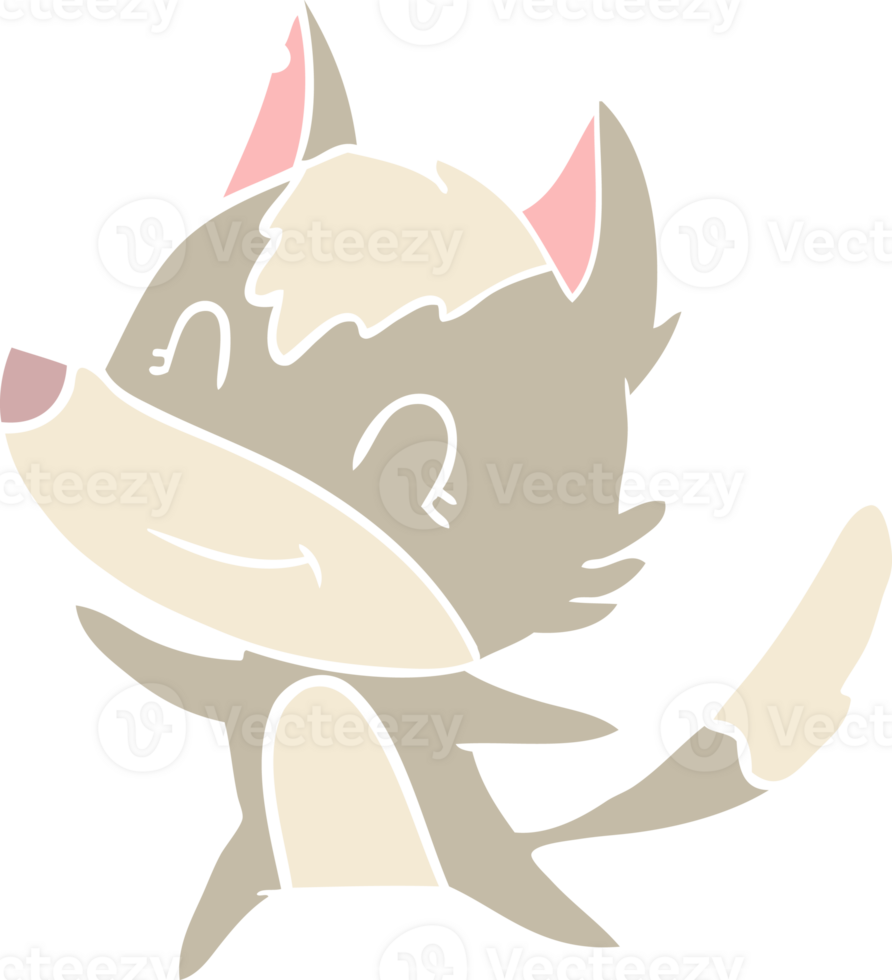 friendly flat color style cartoon wolf png
