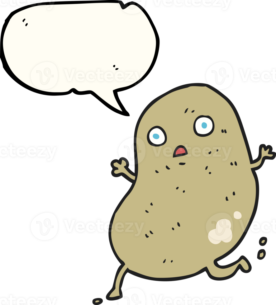hand drawn speech bubble cartoon potato running png