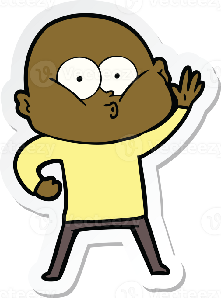 sticker of a cartoon bald man staring png