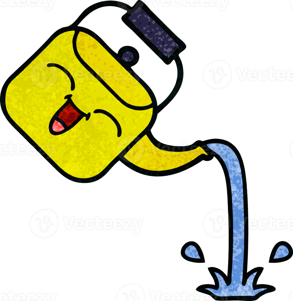 retro grunge texture cartoon of a pouring kettle png