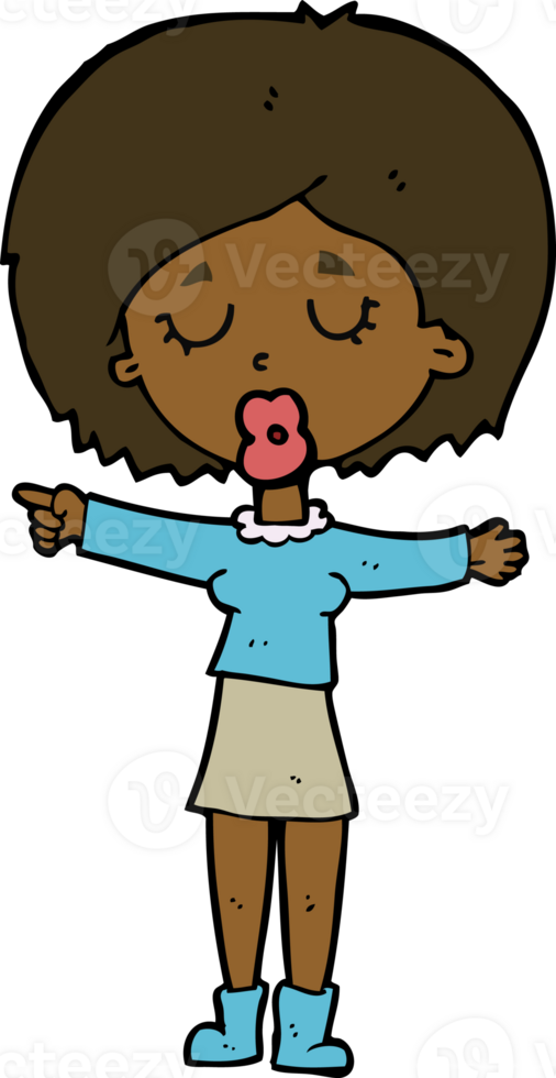 cartoon pointing woman png