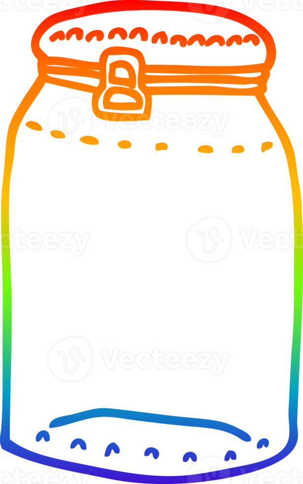 rainbow gradient line drawing of a cartoon glass jar png