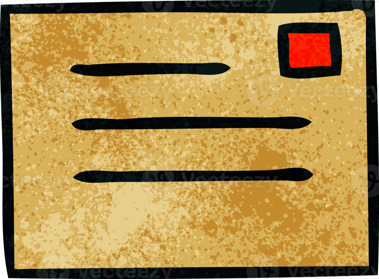 retro grunge texture cartoon of a paper envelope png