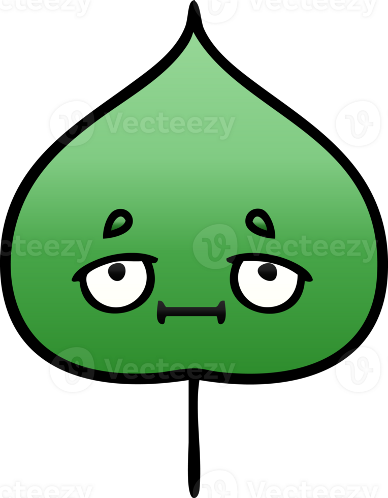 gradient shaded cartoon of a expressional leaf png