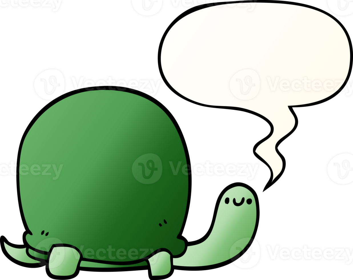 cute cartoon tortoise with speech bubble in smooth gradient style png