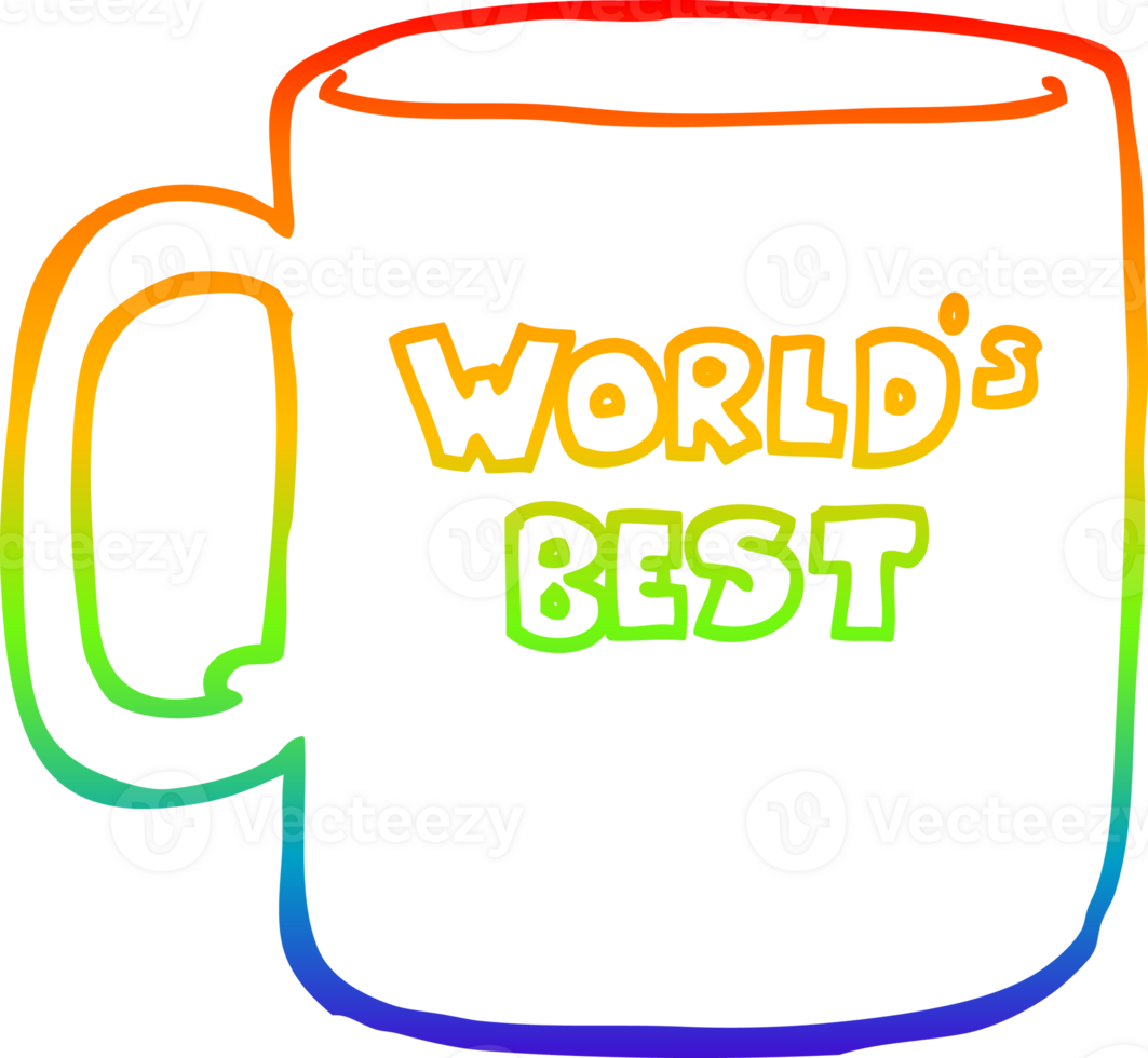 rainbow gradient line drawing of a worlds best mug png
